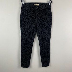 Madewell 9" Mid-Rise Skinny Jeans Flocked Leopard Edition Size 28 Black AF684